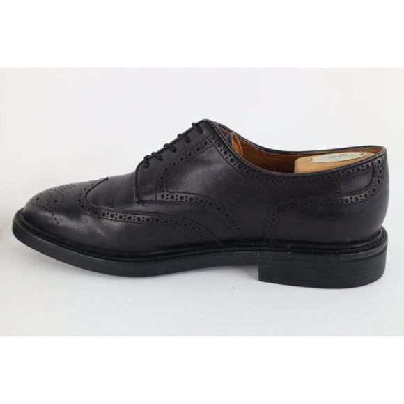 Vintage 90s Ralph Lauren Mens 10 D Leather Oxford Wingtip Dress Shoes Black